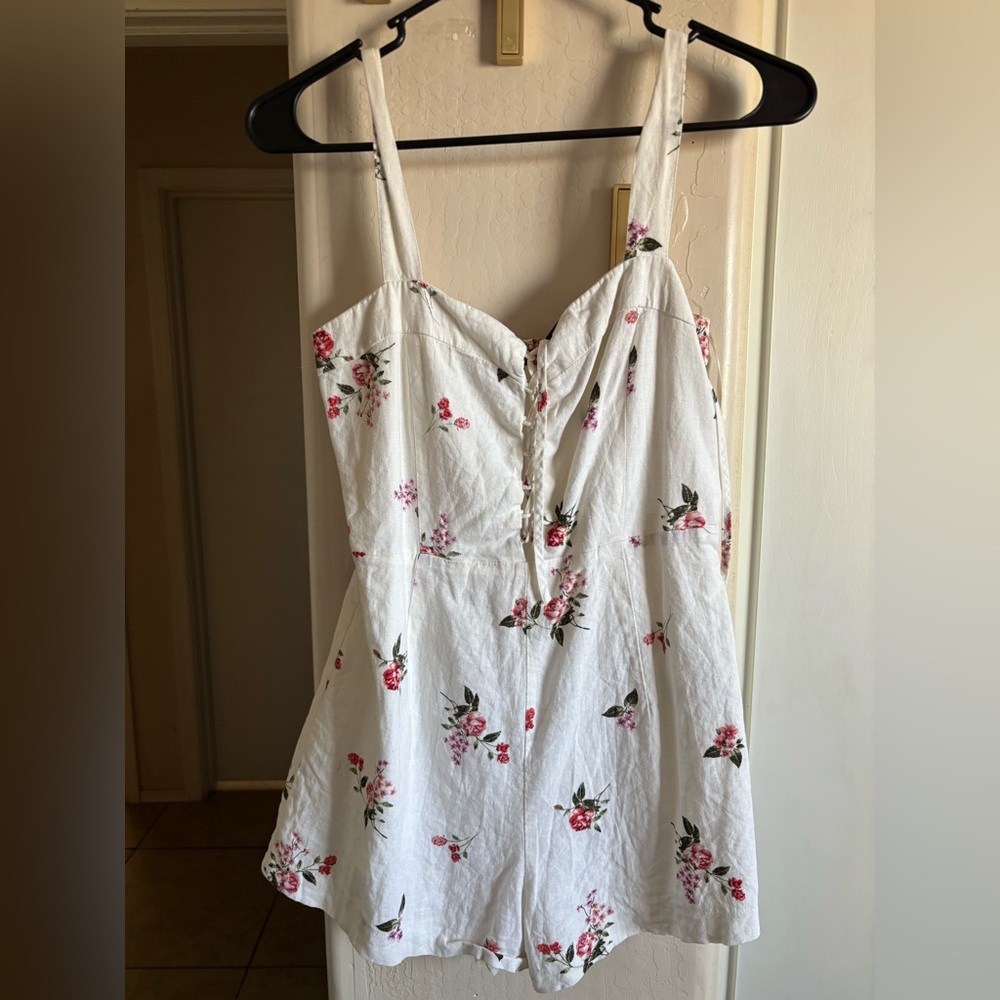 White romper with small floral print